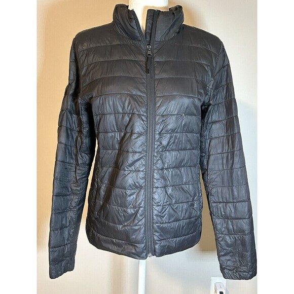 Old Navy Active Puffer Jacket Womens Size Medium Black Full Zip Quilted - Picture 1 of 5